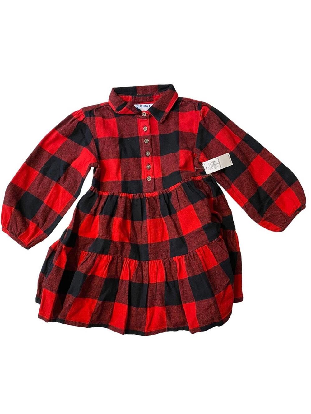 Old Navy Flannel Toddler Dress Red Black Buffalo Plaid 2T Toddler X-Mas Dress
